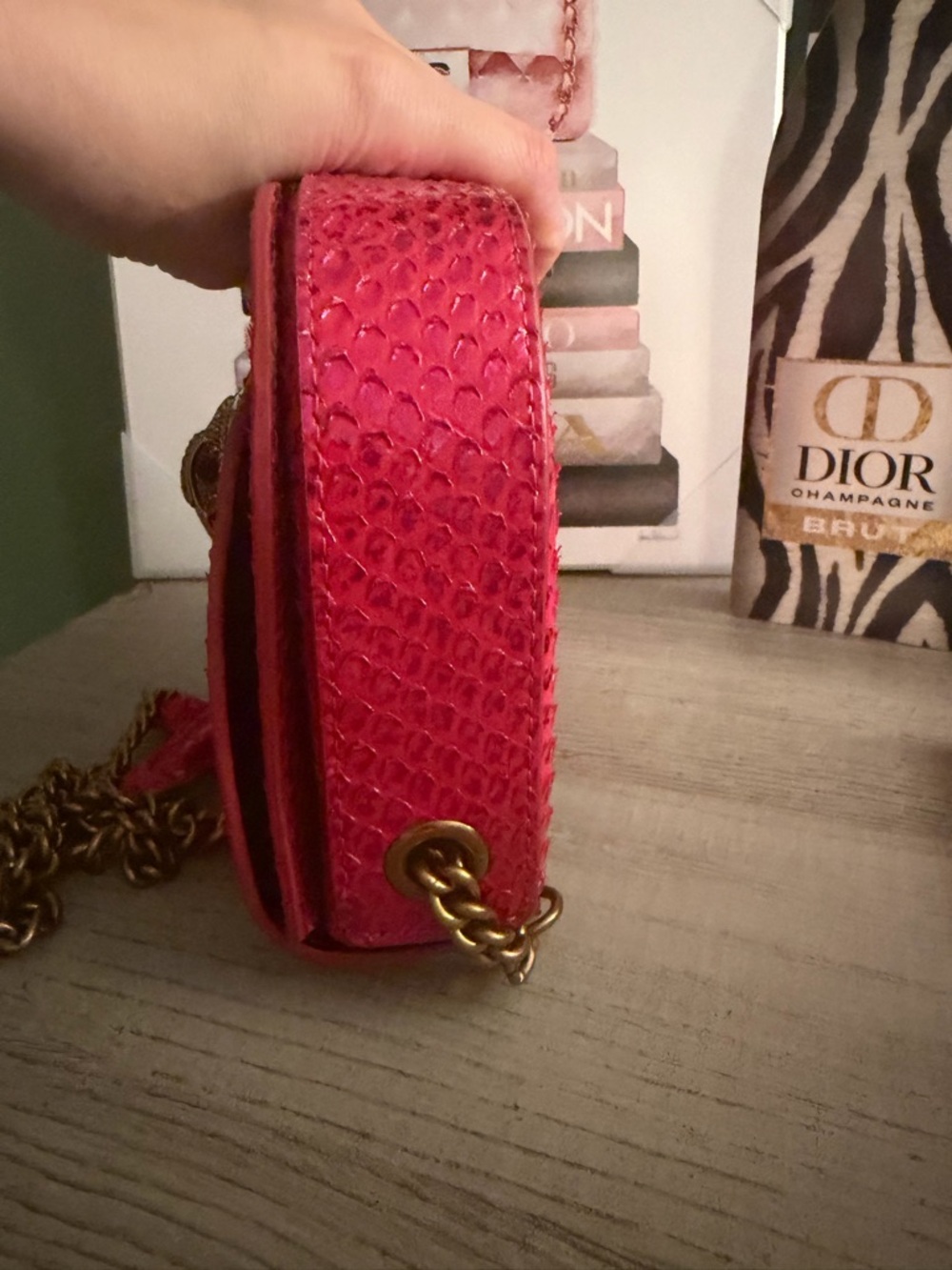 Kurt Geiger Hot Pink Snake-Embossed Crossbody & Wallet NWOT - Picture 10 of 14